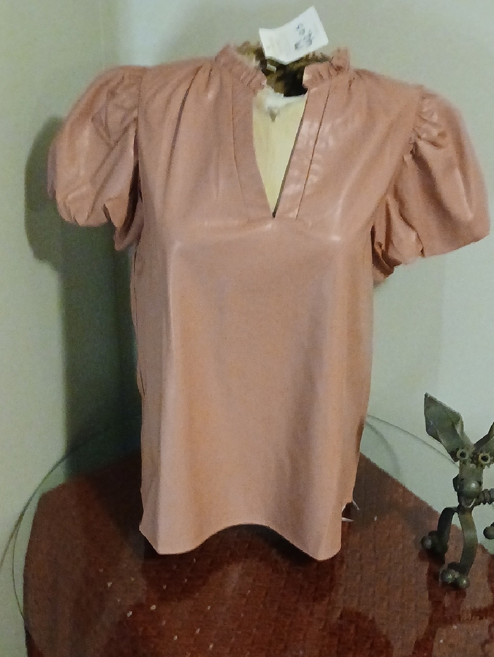 entro Dusty Pink Puff Sleeve V-Neck Blouse